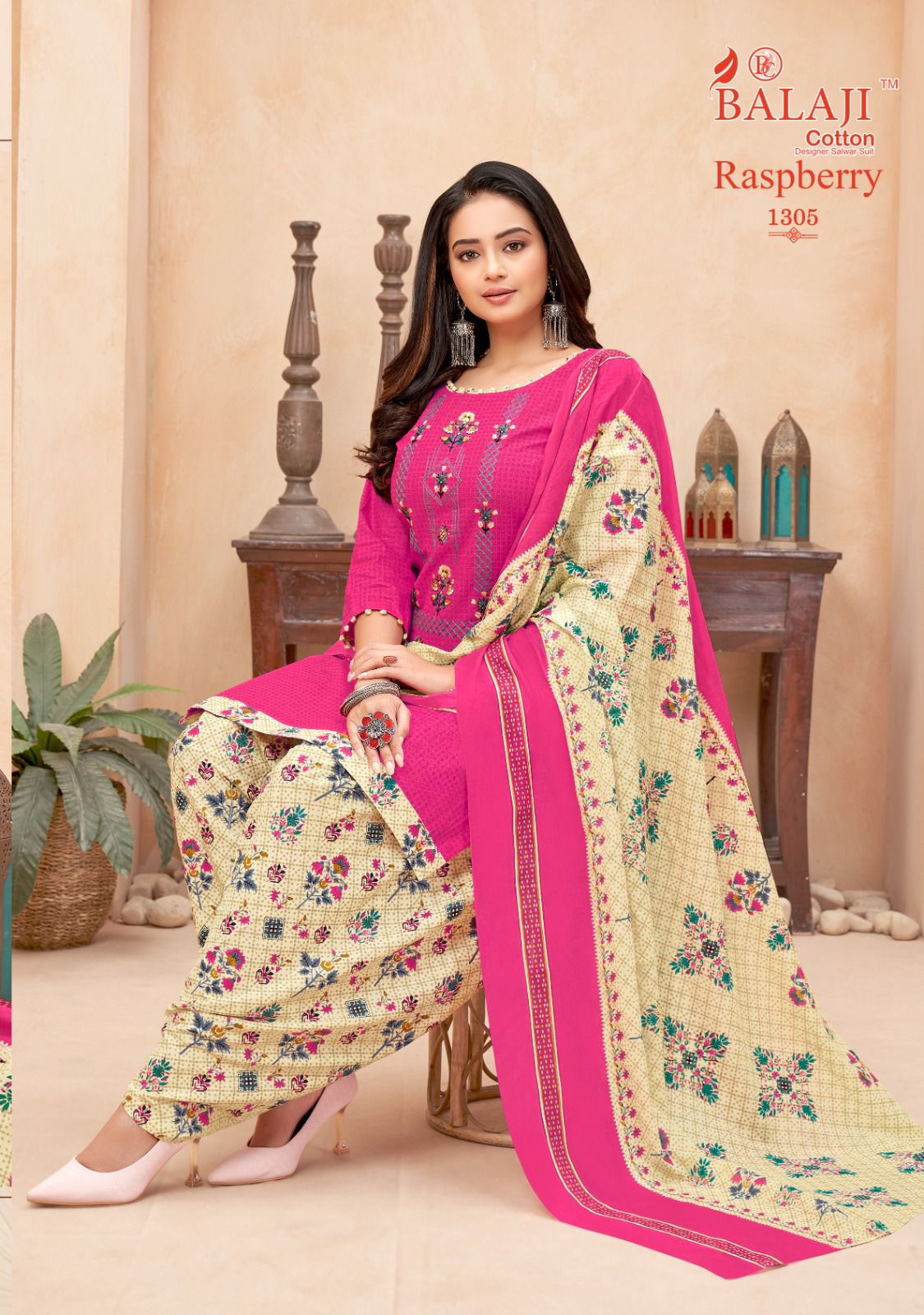 Balaji Raspberry Vol 13 Embroidery Cotton Dress Material
